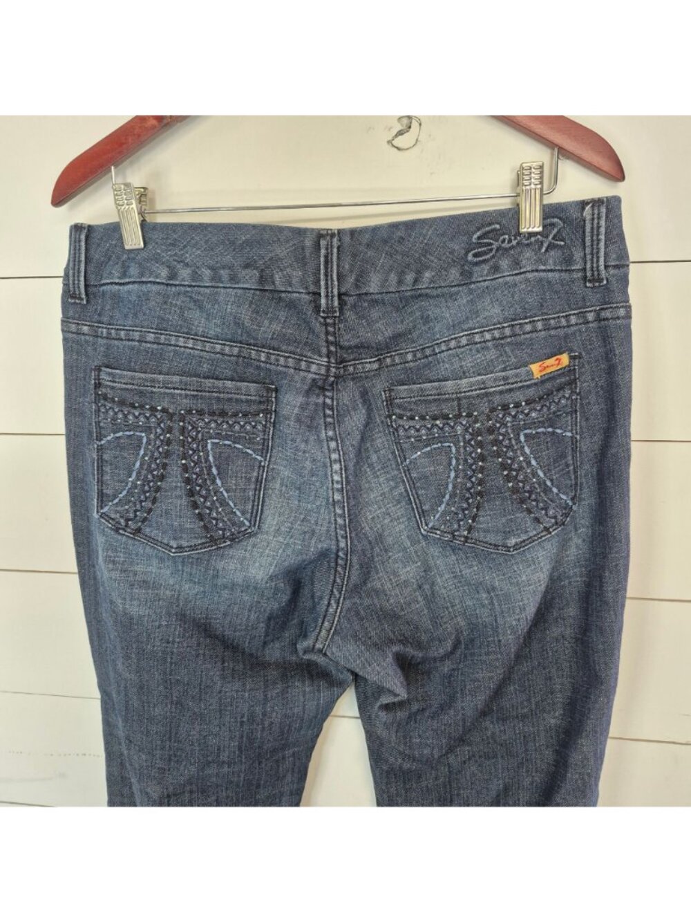 Seven7 Luxe Women's Bootcut Jeans With Back Studded Pockets Size 16 - Picture 7 of 8